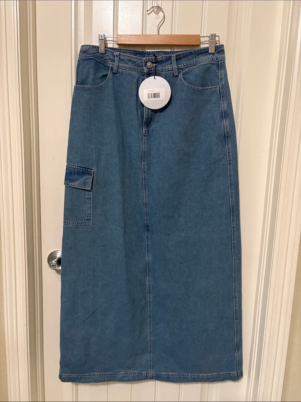 Princess Polly Blue Denim Midi Cargo Skirt